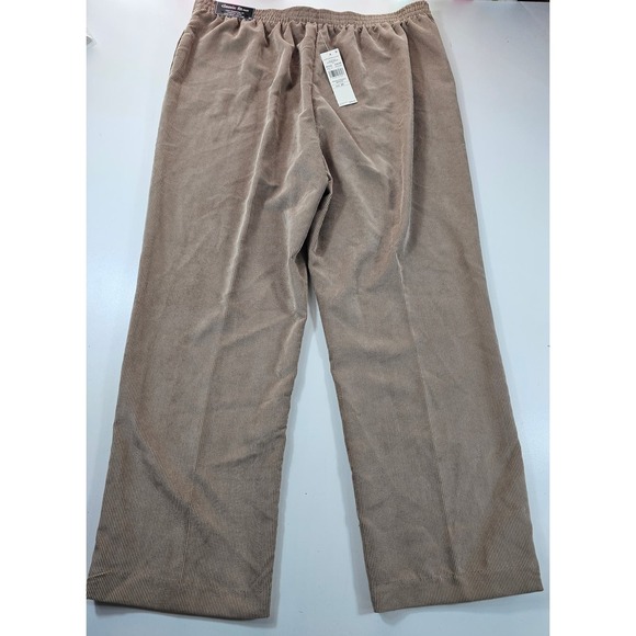 NWT alfred dunner classic fit pants combed corduroy khaki beige pull on sz 20 ^ - Picture 1 of 8